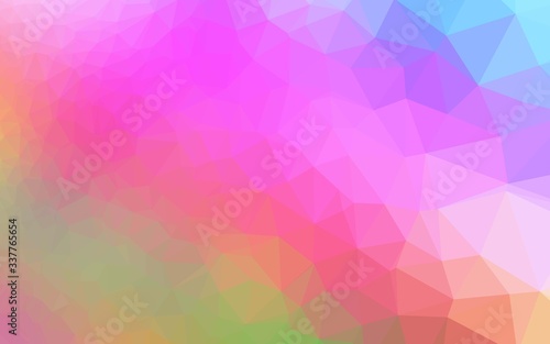 Light Multicolor, Rainbow vector blurry triangle pattern. Creative illustration in halftone style with gradient. Brand new style for your business design.