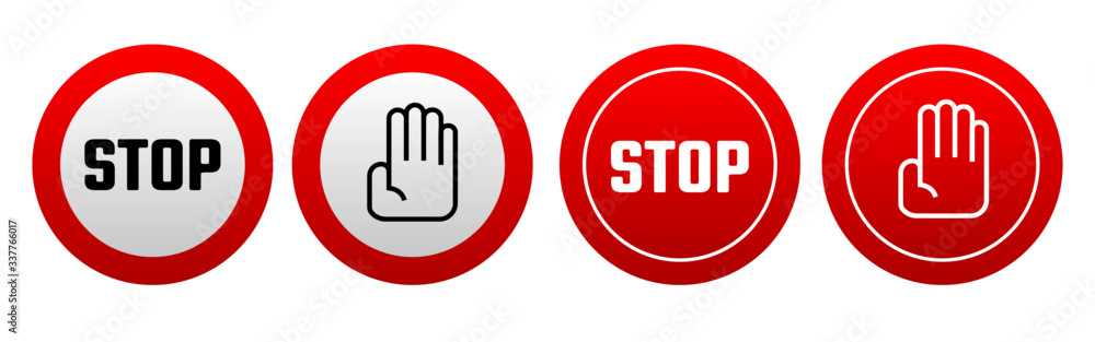 Red stop sign. Vector icon - obrazy, fototapety, plakaty 