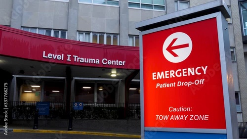 Level I Trauma Center and emergency signs at the entrance photo