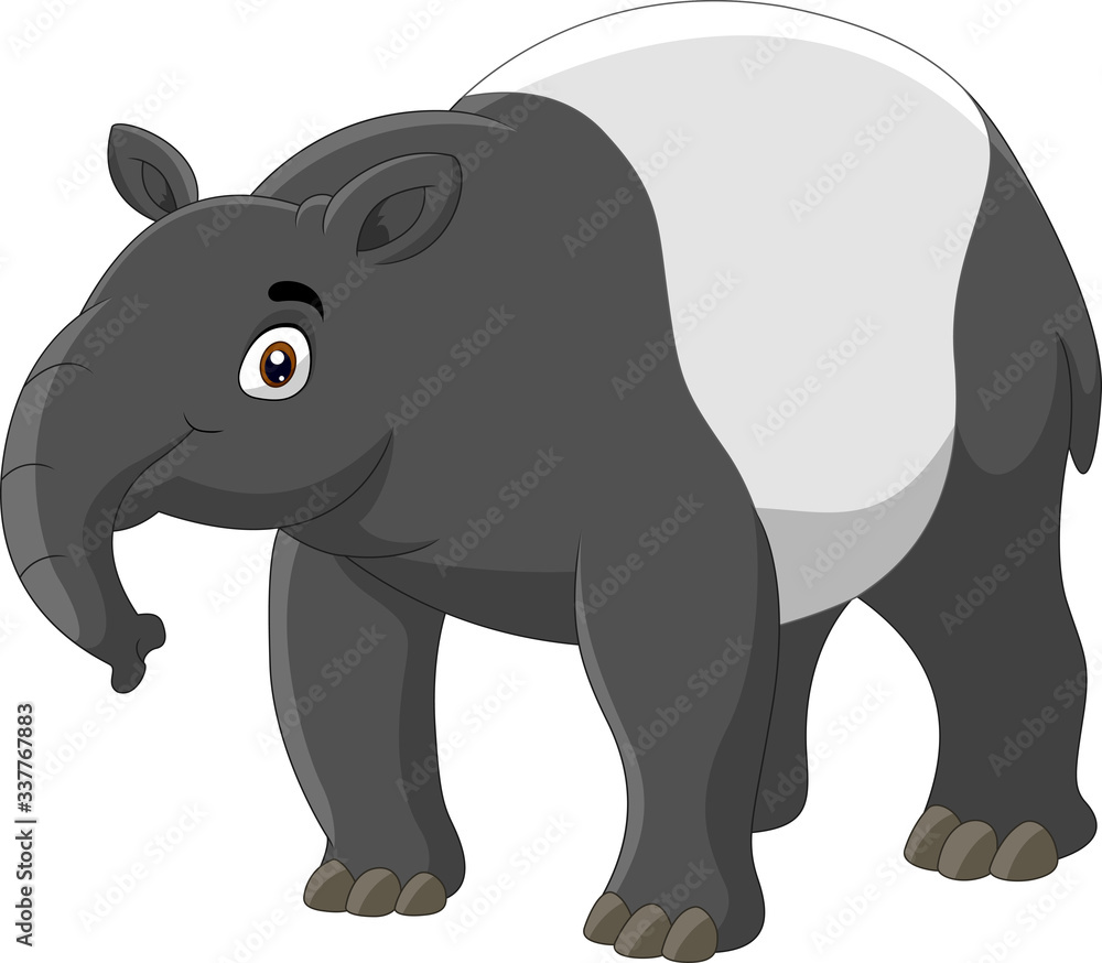 Happy tapir cartoon isolated on white background Happy tapir cartoon isolated on white background