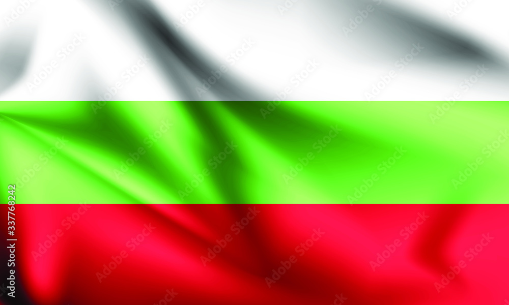Naklejka premium Bulgaria flag blowing in the wind. part of a series. Bulgaria waving flag.