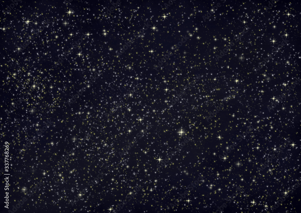 Digital paintings landscape, starry night sky with stars.  Fine art.