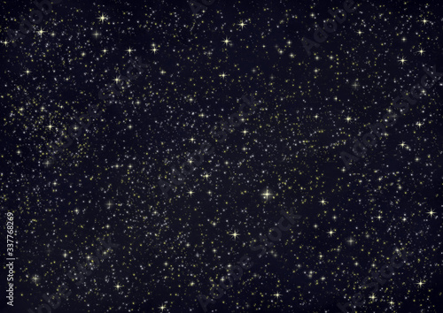 Digital paintings landscape, starry night sky with stars. Fine art.