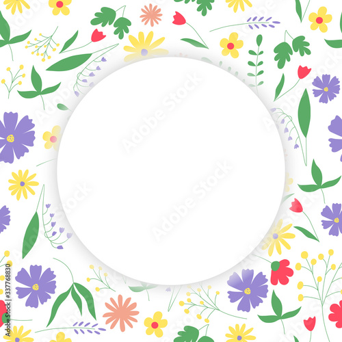 floral background with white window