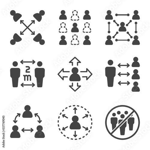 social distancing icon set,vector and illustration