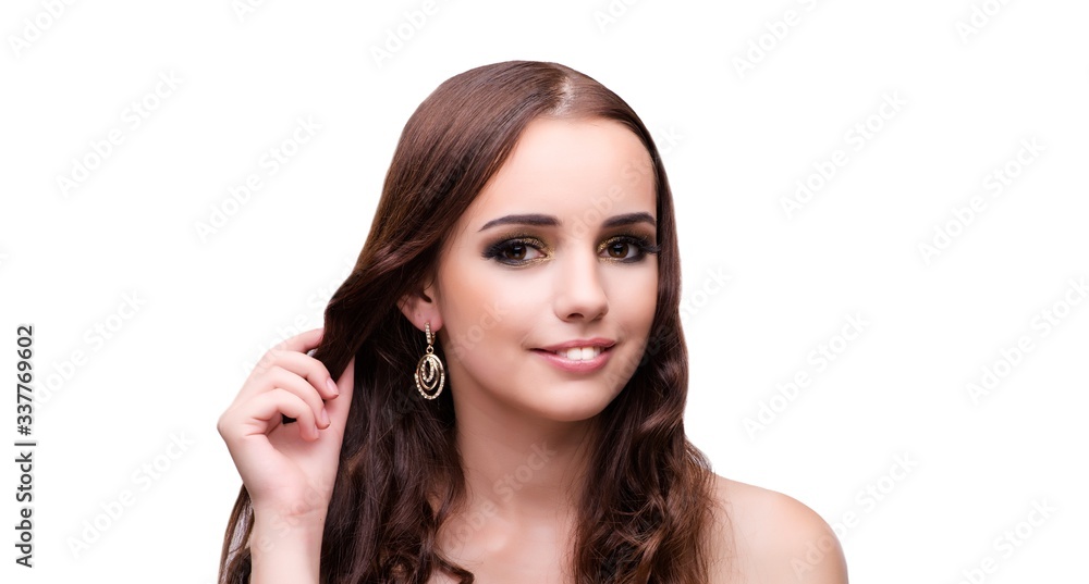 Beautiful woman showing off her jewellery in fashion concept iso Beautiful woman showing off her jewellery in fashion concept iso