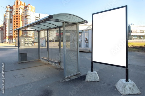 Fototapeta Naklejka Na Ścianę i Meble -  This is for advertisers to place ad copy samples on a bus shelter