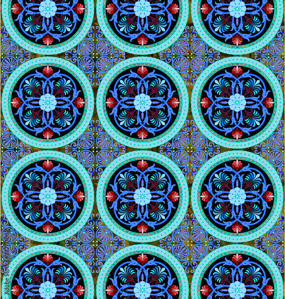 Gorgeous ornamental pattern with colorful background