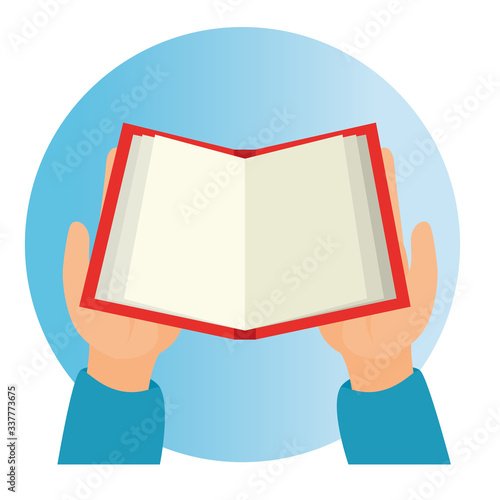 hands with koran book sacred open icon vector illustration design