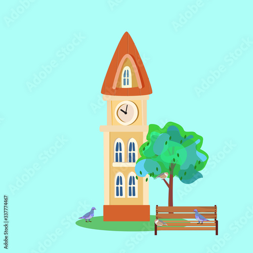 Fantasy house for fairy-tale characters in the style cartoons, vector illustration