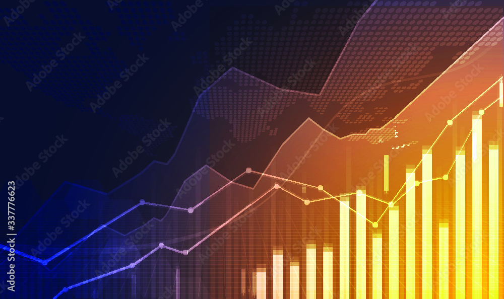 Naklejka premium Candle stick graph chart of stock market investment trading, Bullish point, Bearish point. trend of graph vector design.