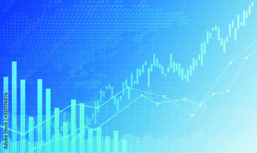 Fototapeta premium Candle stick graph chart of stock market investment trading, Bullish point, Bearish point. trend of graph vector design.