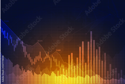Candle stick graph chart of stock market investment trading, Bullish point, Bearish point. trend of graph vector design.