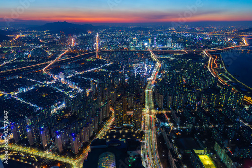 Twilight and traffic of Seoul best landmark in Seoul ,South Korea