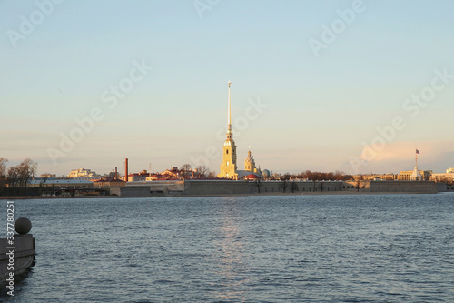 panoramic view from the bridge to the Peter and Paul fortress during the day