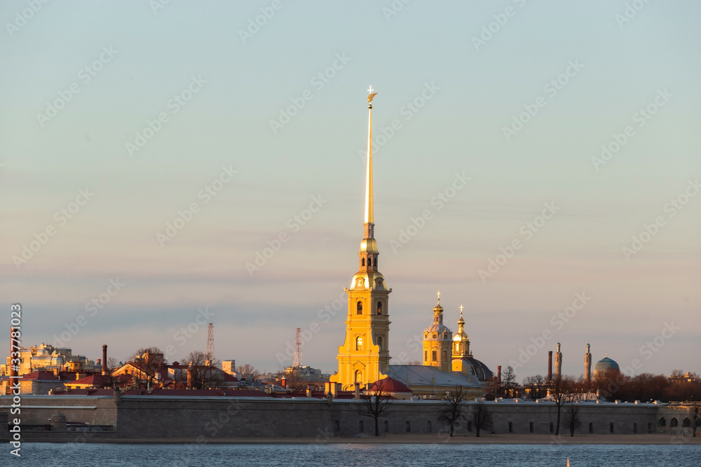 panoramic view from the bridge to the Peter and Paul fortress during the day panoramic view from the bridge to the Peter and Paul fortress during the day