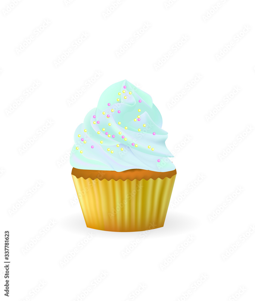 Blue vanilla cupcake. vector illustration Blue vanilla cupcake. vector illustration