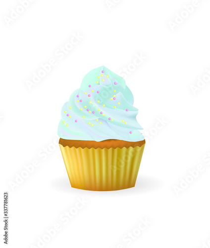 Blue vanilla cupcake. vector illustration