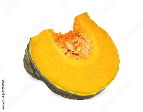 slice pumpkin isolated on white, pumpkin clipping path
