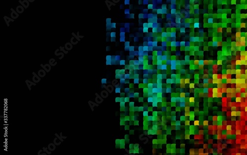 Dark Multicolor, Rainbow vector backdrop with rectangles, squares. Glitter abstract illustration with rectangular shapes. Best design for your ad, poster, banner.