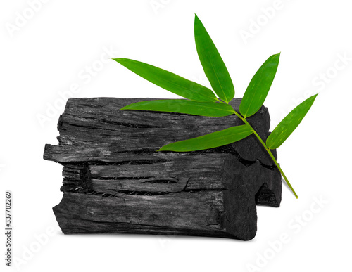 Natural wood charcoal, traditional charcoal or hard wood charcoal isolated on white background,with clipping path