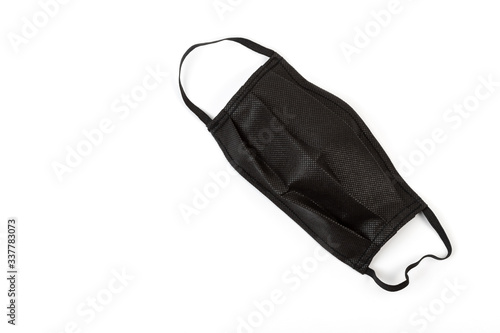 Black medical mask on a white background