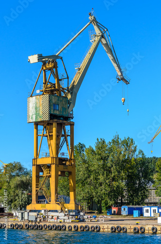 Cranes in shipyard, port of Gdynia, Poland.