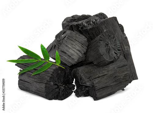 Natural wood charcoal, traditional charcoal or hard wood charcoal isolated on white background,with clipping path