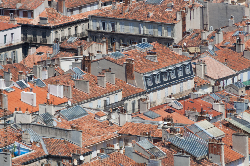 General view of buildings in Marseille, French city in the Mediterranean