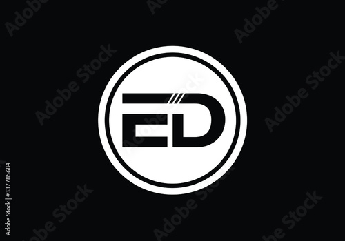 Sleek ED Monogram Logo Design in Bold White on Black Background Graphic Element