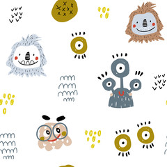 Acrylglasbilder Monstermuster Fantasievolle Monster für Kinderträume  © solodkayamari