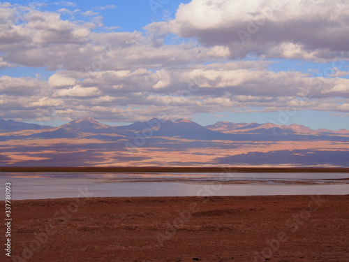 Tebinquinche Lagoon, mountains and clouds, Atacama Desert, San Pedro de Atacama, Chile