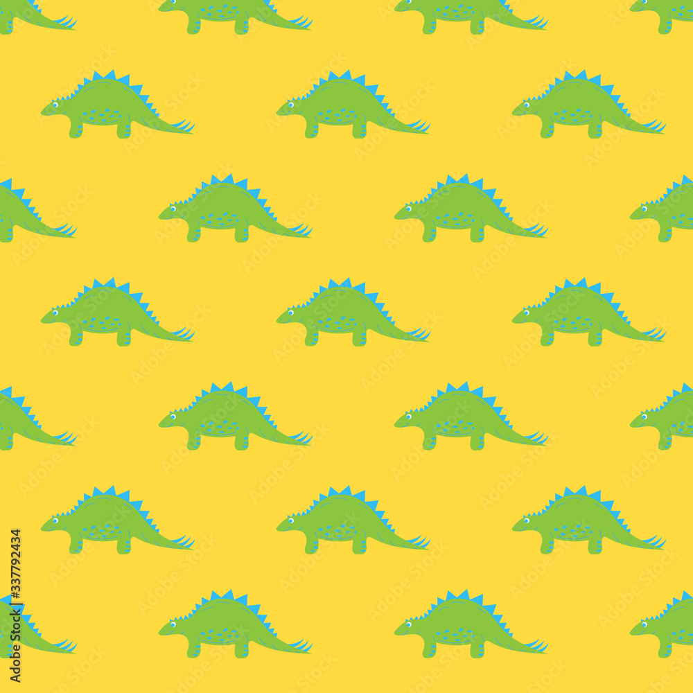 Fototapeta premium Dinosaur Stegosaurus. Seamless pattern for childrens, textile, children’s clothes.