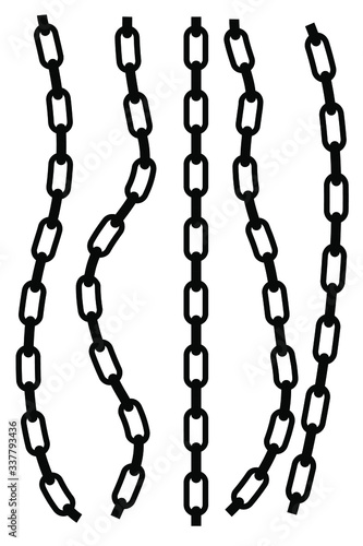 Simple Vector, Silhouette 5 Different wave Vertical chain for your element design, isolated on white
