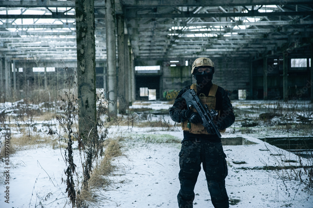 Special Forces in an abandoned warehouse