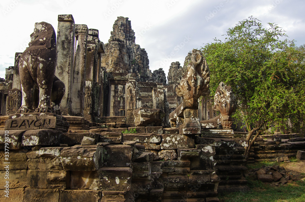 Ancient Bayon Temple in Angkor Wat, Siem Reap, Cambodia