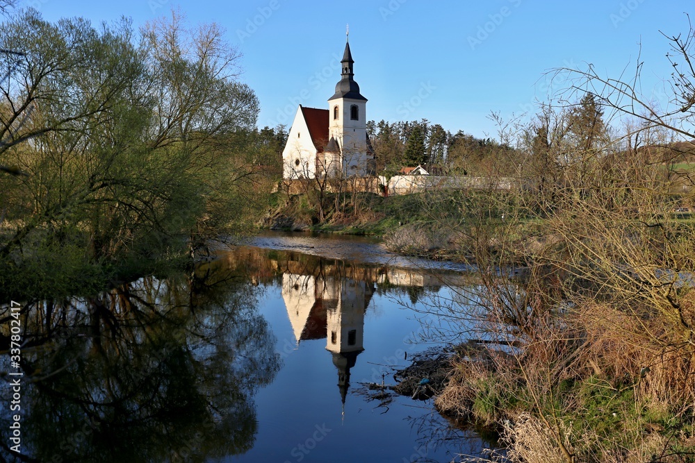 Old church at the confluence of rivers