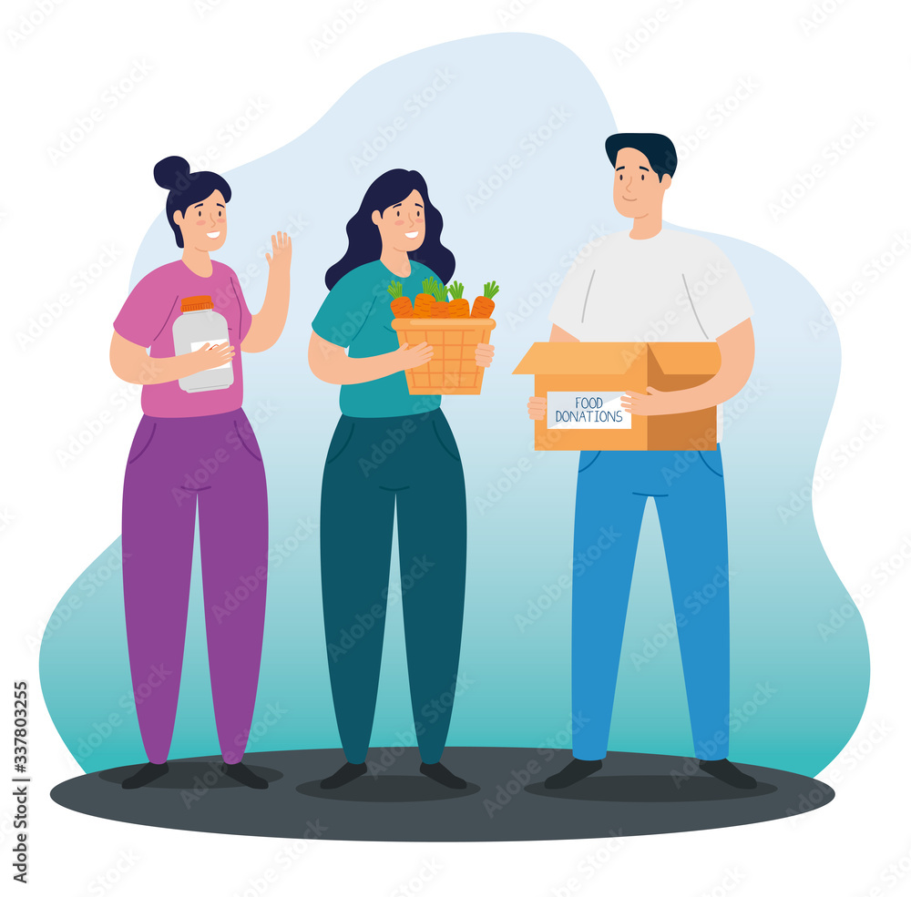 young people with boxes of charity donation vector illustration design young people with boxes of charity donation vector illustration design