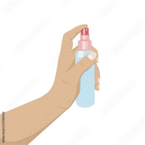 Anti-Bacterial Sanitizer Spray. Spray bottle icon. Alcohol spray. Household Chemicals. Infection control concept, Coronavirus, 2019-nCoV, flu, virus. Flat vector
