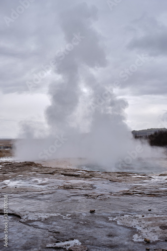 Erupting Stokkur hot springs in Iceland