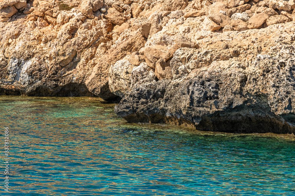 The Limestone sea coastline, island of Cyprus