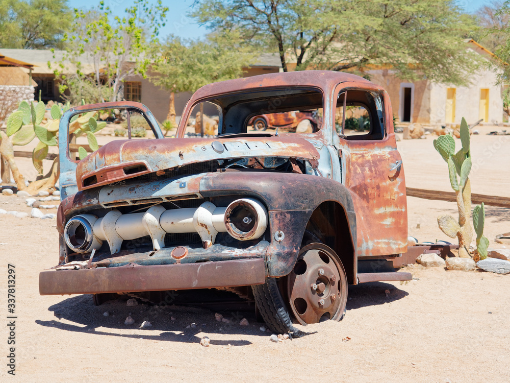 Abandoned car in the Namib Desert, Namibia Abandoned car in the Namib Desert, Namibia