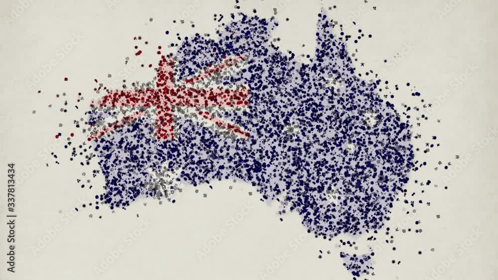 9 short videos. Many small germs and viruses turn into map of Australia country in color of its flag. close-up, doctor hands in blue medical gloves put inscriptions, stamps, as pandemic, quarantine 9 short videos. Many small germs and viruses turn into map of Australia country in color of its flag. close-up, doctor hands in blue medical gloves put inscriptions, stamps, as pandemic, quarantine