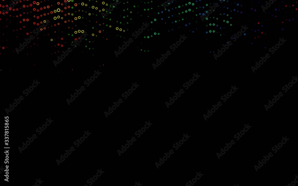 Dark Multicolor, Rainbow vector texture with disks. Abstract illustration with colored bubbles in nature style. Design for business adverts.