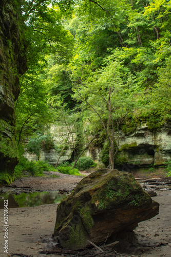 Exploring the canyons in the Lower Dells at Matthiessen State Park  Illinois.