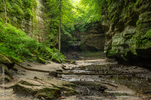 Exploring the canyons in the Lower Dells at Matthiessen State Park  Illinois.