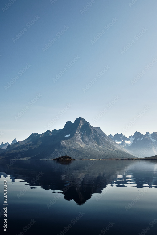 Reflection of mountain in tasermiut fjord