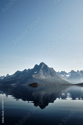 Reflection of mountain in tasermiut fjord