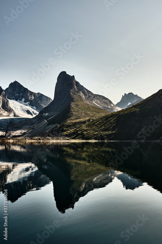 mountain fjord reflection