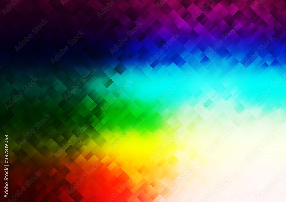 Light Multicolor, Rainbow vector pattern in square style. Decorative design in abstract style with rectangles. The template can be used as a background.